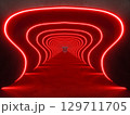 red modern lighting with interior empty space, 3d rendering sci-fi concept 129711705