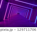 colorful modern lighting with interior empty space, 3d rendering sci-fi concept 129711706