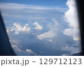 Airplane Wing View with Scenic Clouds and Blue Sky 129712123