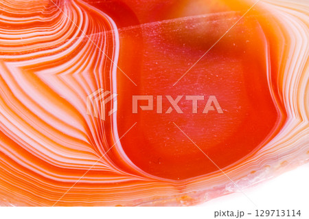 Macro mineral orange agate in crystals on white background Macro mineral orange agate in crystals on white background 129713114