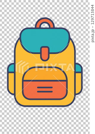 Isolated illustration of yellow school backpack on transparent background Isolated illustration of yellow school backpack on transparent background 129713844