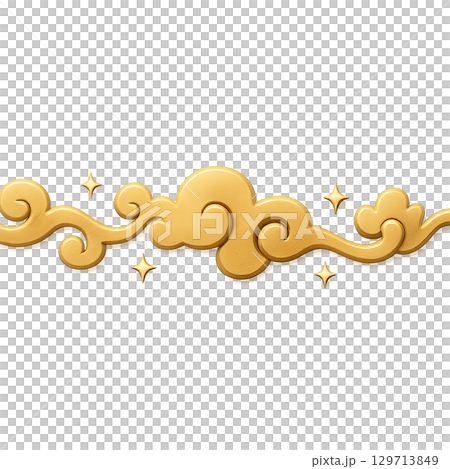 Mid autumn festival golden cloud decoration on transparent background 129713849