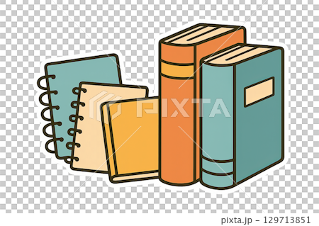 Books and notebooks illustration for back to school theme, isolated 129713851