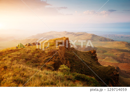 The waste ground between Georgia and Azerbaijan. Location place David Gareja monastery complex. 129714059