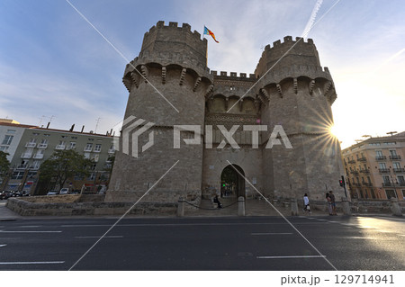 Serranos Towers in Valencia in the sun Serranos Towers in Valencia in the sun 129714941