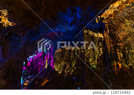 Light shows in St. Michael's Cave in Gibraltar Light shows in St. Michael's Cave in Gibraltar 129714982