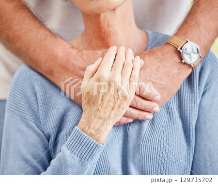 Senior couple, holding hands and support close up for trust, care and retirement wellness together. Elderly man, woman and counseling gratitude, safety and relax quality time bonding in nursing home Senior couple, holding hands and support close up for trust, care and retirement wellness together. Elderly man, woman and counseling gratitude, safety and relax quality time bonding in nursing home 129715702
