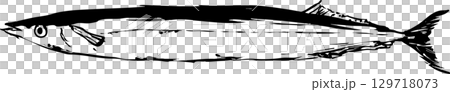 秋刀魚墨畫插圖 秋刀魚墨畫插圖 129718073