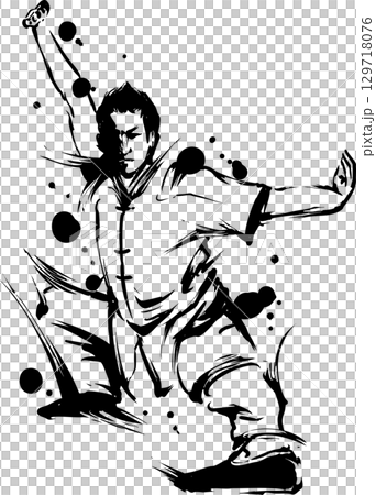 太極拳站姿水墨畫插圖 129718076