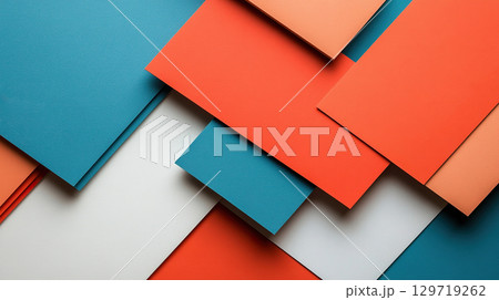 Abstract geometric composition with vibrant colorful paper layers. 129719262