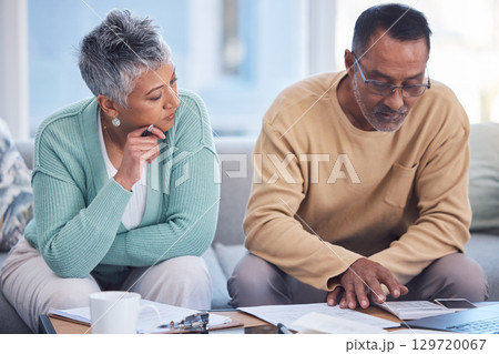 Finance, insurance and senior couple with documents, planning tax and home budget with a laptop. Ecommerce, strategy and elderly man and woman banking during retirement online with pension savings Finance, insurance and senior couple with documents, planning tax and home budget with a laptop. Ecommerce, strategy and elderly man and woman banking during retirement online with pension savings 129720067