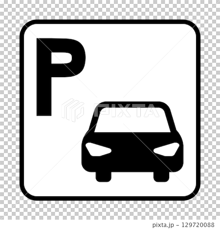 Parking lot icon silhouette with car and P mark 129720088