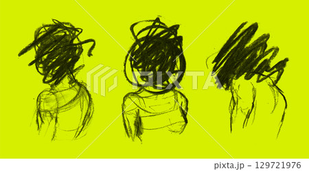 Abstract Illustration of Two Distressed Figures Facing Away. Troubled Relationship 129721976