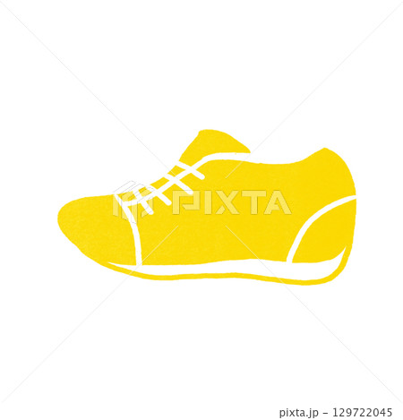 スタンプ風の黄色いスニーカーのイラスト スタンプ風の黄色いスニーカーのイラスト 129722045