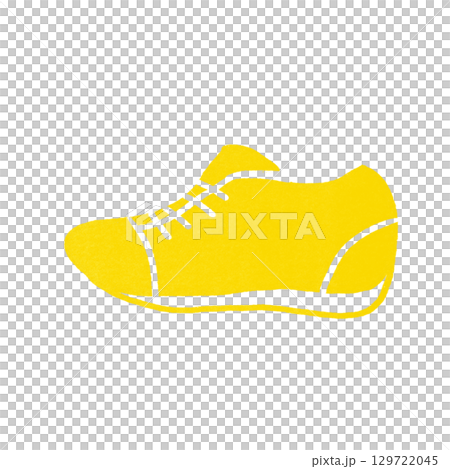 スタンプ風の黄色いスニーカーのイラスト スタンプ風の黄色いスニーカーのイラスト 129722045