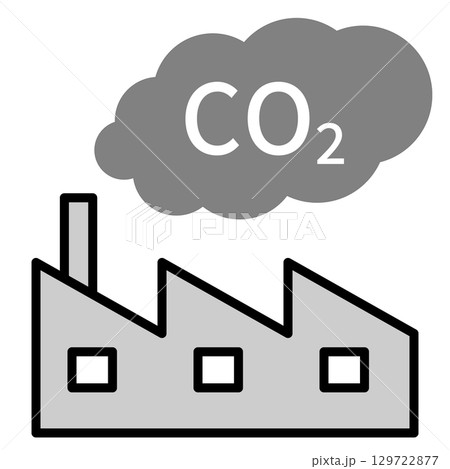 工場から排出されるCO2（二酸化炭素）のシンプルなイラスト 129722877