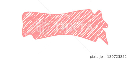 Diagonal chalk squiggle with speech bubble shape and empty box appearance forms an organic banner. Scribble graphic element in sketch style, perfect for creative text, message card or modern abstract 129723222