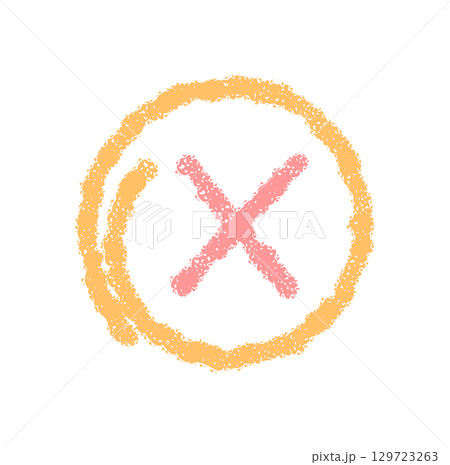 Chalk pastel checkbox cross icon with soft hand drawn texture. Check box symbol and sign, graphic element with rough sketch detail, playful yellow and pink color, isolated for modern use. Chalk pastel checkbox cross icon with soft hand drawn texture. Check box symbol and sign, graphic element with rough sketch detail, playful yellow and pink color, isolated for modern use. 129723263