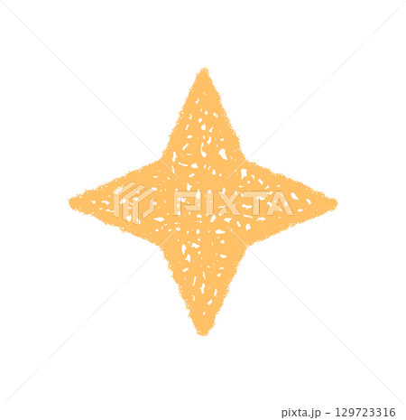 Magic crayon star with festive sparkle style. Star shape shines in golden glow as a symbol of firework holiday and celebration. Hand sketch design for bright winter party card. Magic crayon star with festive sparkle style. Star shape shines in golden glow as a symbol of firework holiday and celebration. Hand sketch design for bright winter party card. 129723316