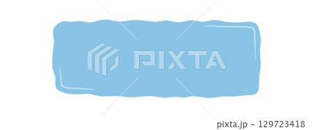 Organic blue wavy frame with rectangle outline and hand drawn border style. Banner template with label area and card background for text in poster or invitation concept. 129723418