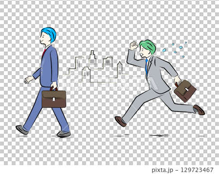A businessman running after a colleague walking in front of him | Business illustration series A businessman running after a colleague walking in front of him | Business illustration series 129723467