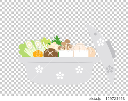 冬の鍋料理をイメージしたイラスト 129723468