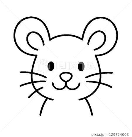 正面を向いたネズミの顔のイラスト 129724008