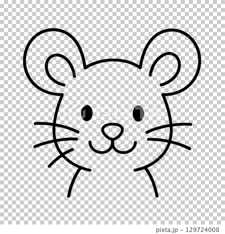 正面を向いたネズミの顔のイラスト 129724008