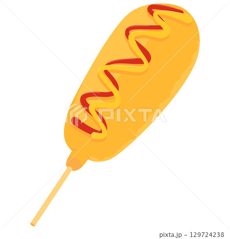 アメリカンドッグのイラスト  カラー 線なし 129724238