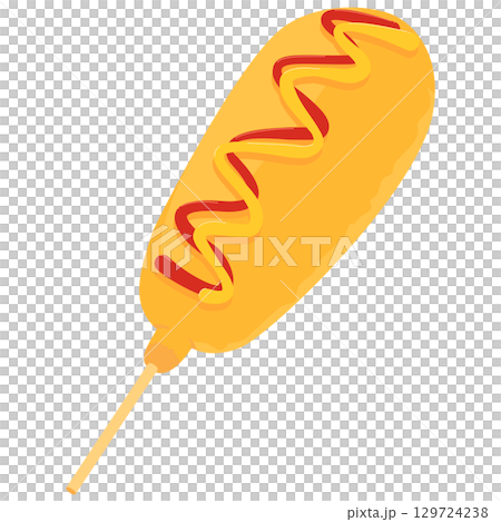 アメリカンドッグのイラスト  カラー 線なし 129724238