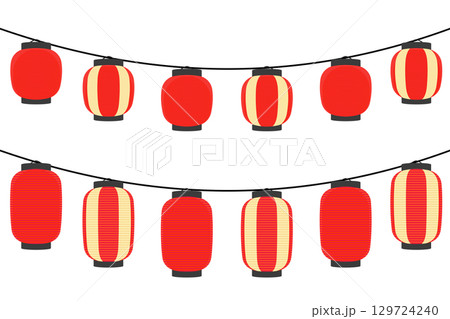 紐に吊るされた提灯のイラスト カラー 線なし 紐に吊るされた提灯のイラスト カラー 線なし 129724240