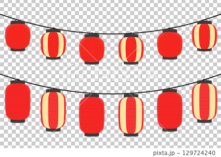 紐に吊るされた提灯のイラスト カラー 線なし 紐に吊るされた提灯のイラスト カラー 線なし 129724240