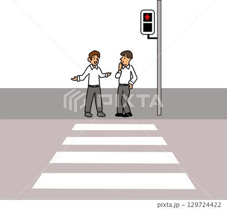 横断歩道の信号待ちする会社員のイラスト 129724422