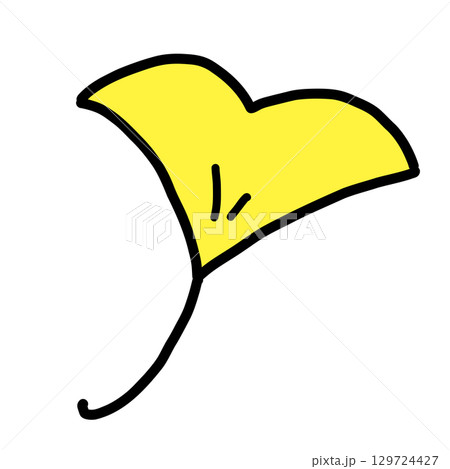 手描き線画の可愛いイチョウの葉のイラスト 手描き線画の可愛いイチョウの葉のイラスト 129724427