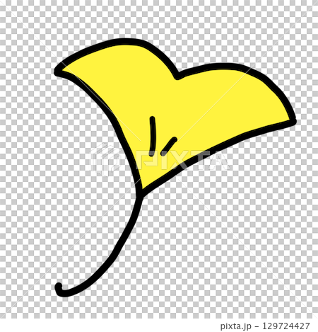 手描き線画の可愛いイチョウの葉のイラスト 手描き線画の可愛いイチョウの葉のイラスト 129724427