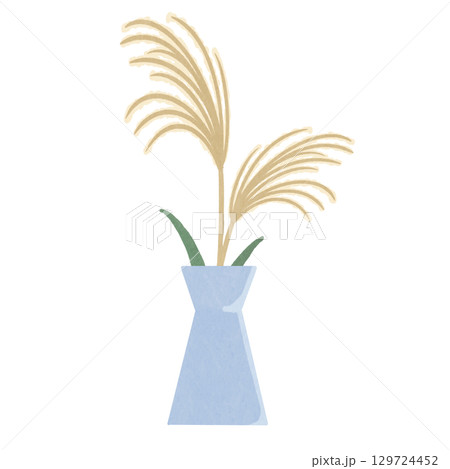 花瓶に生けたススキ 129724452