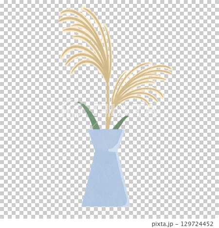 花瓶に生けたススキ 129724452