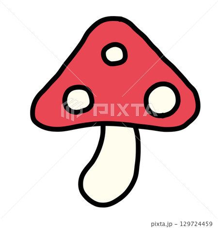 手描き線画の可愛いきのこのイラスト 129724459