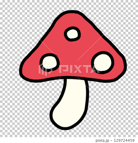 手描き線画の可愛いきのこのイラスト 129724459