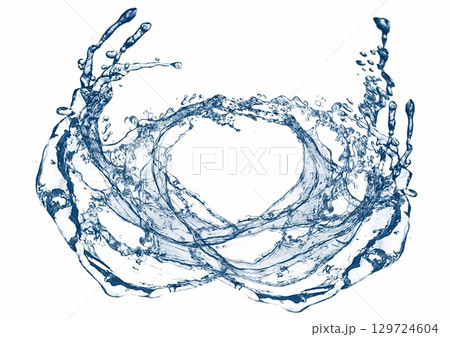 抽象的な青い水しぶきのイラスト 129724604