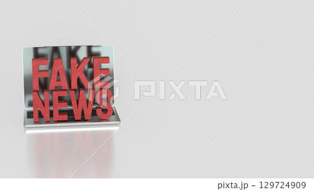 The Red Fake News on Laptop  image 3d Rendering. 129724909
