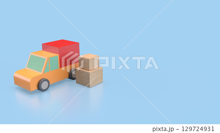The Van truck and card board box for shipping or delivery concept 3d rendering. The Van truck and card board box for shipping or delivery concept 3d rendering. 129724931