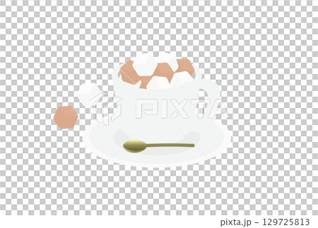 咖啡杯中白色和棕色糖塊的插圖 129725813