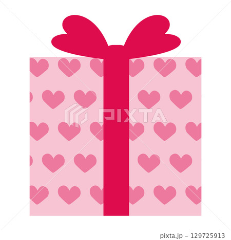 バレンタインのリボン付きプレゼントボックスのイラスト 129725913