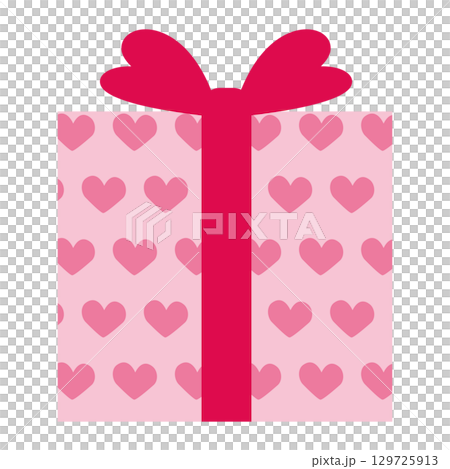 バレンタインのリボン付きプレゼントボックスのイラスト 129725913