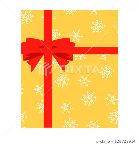 クリスマスのリボン付きプレゼントボックスのイラスト 129725914