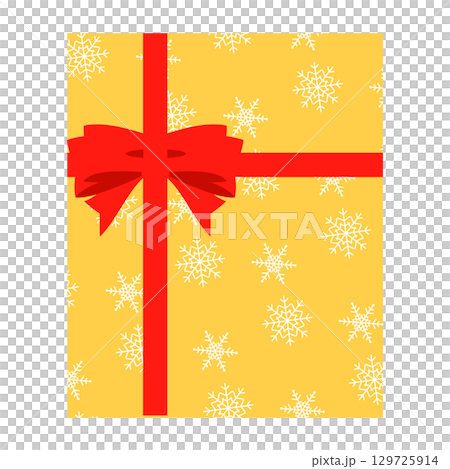 クリスマスのリボン付きプレゼントボックスのイラスト 129725914