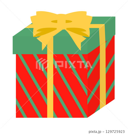 クリスマスカラーのプレゼントボックスのイラスト 129725923