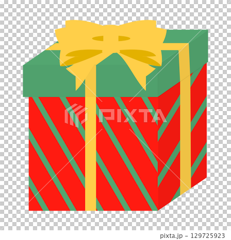 クリスマスカラーのプレゼントボックスのイラスト 129725923