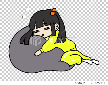 クッションで寝落ちしそうなツインテールの地雷系女子 129725954